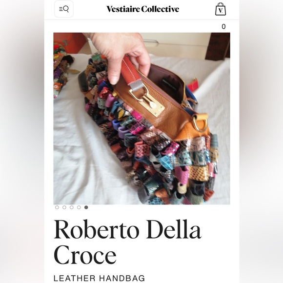 Roberto Della Croce  leather handbag , satchel multicolored snakeskin printed - Picture 2 of 11